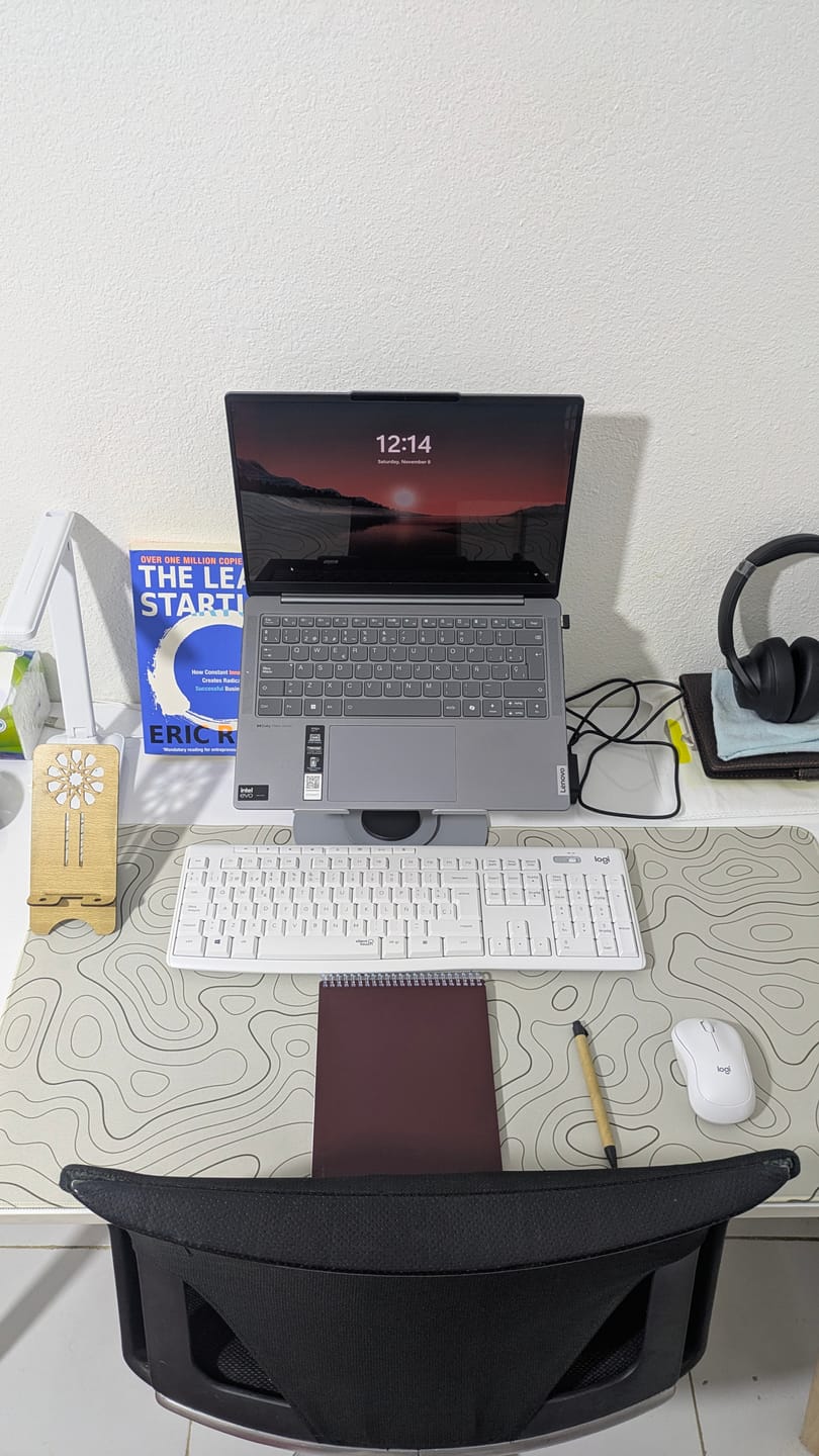 Customer photo review of Topographic Dark Brown Shade lines with off white background DESK PAD