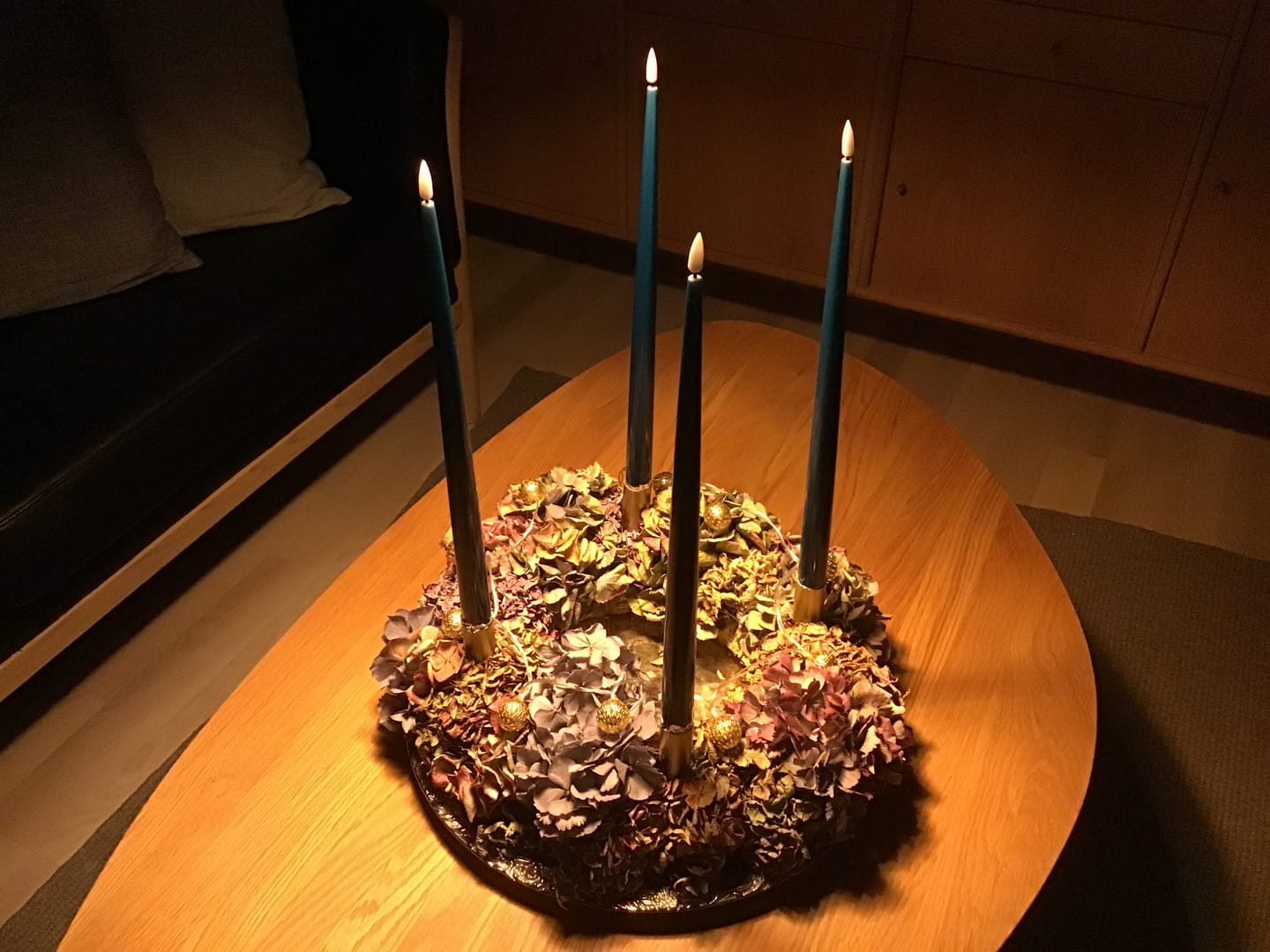 Customer photo review of LED Kertelys med Lak, 2 stk (38 cm) Petroleum