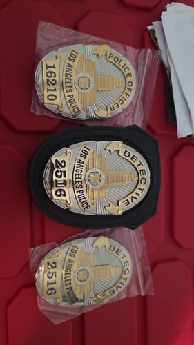 Customer photo review of LAPD Los Angeles Police Officer Badge Solid Copper Replica Movie Props With Number 16210