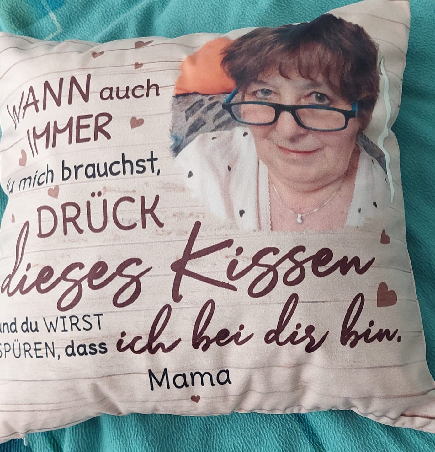 Customer photo review of Wann auch immer - Personalisiertes Kissen