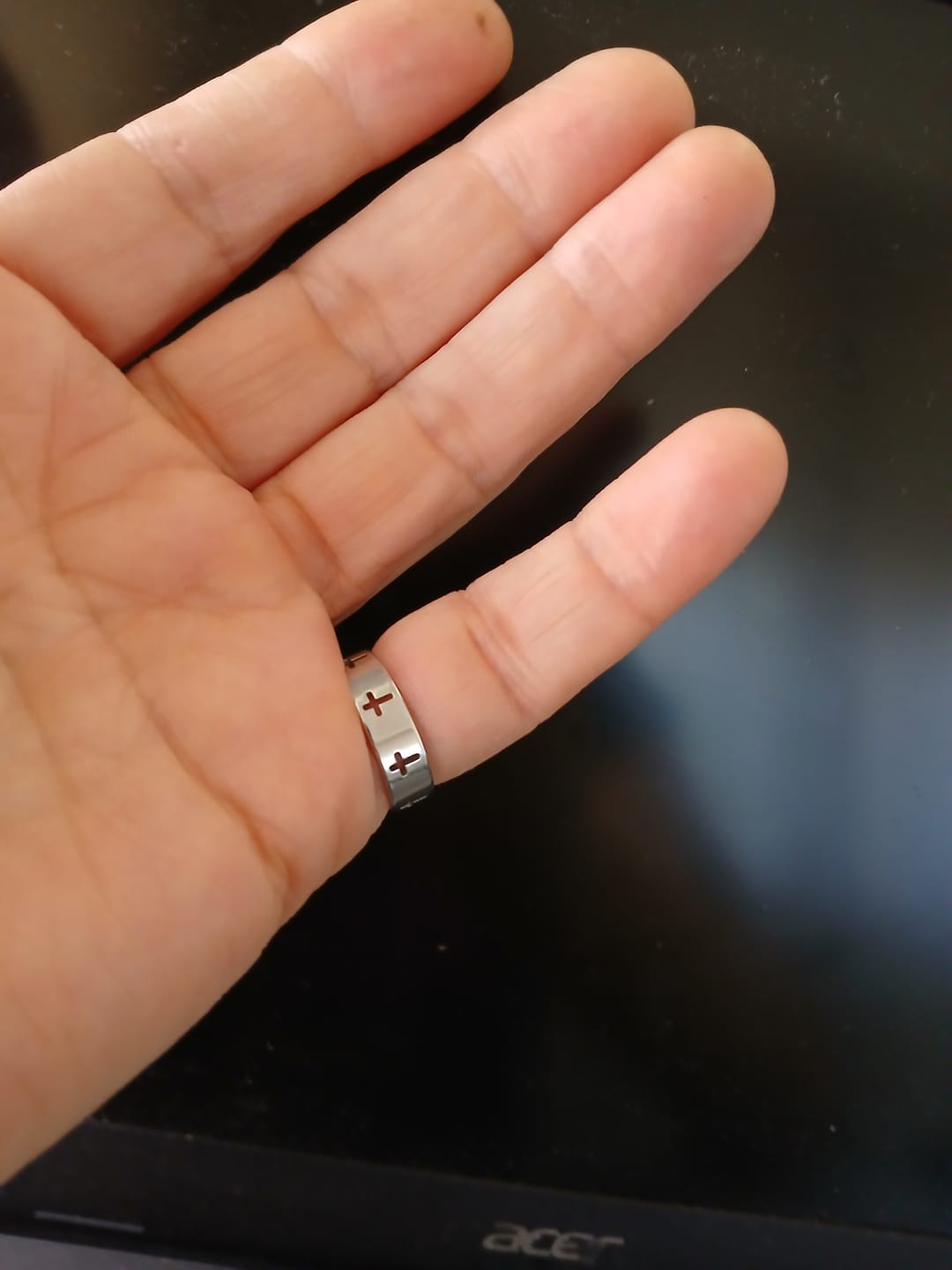 Customer photo review of FREE Today: Multi - Cross Cutout Band Ring: Two - Color Stainless Steel Faith Jewelry