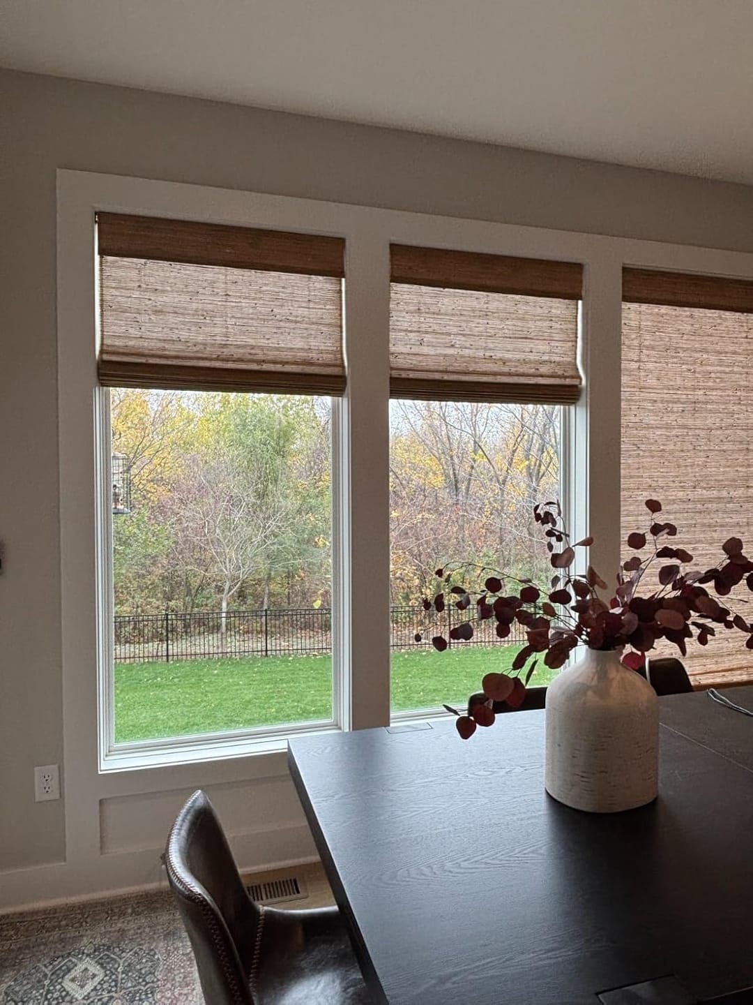 Customer photo review of Bringnox Motorized Woven Wood Shades 50%/70%/100% Blackout Bareloom