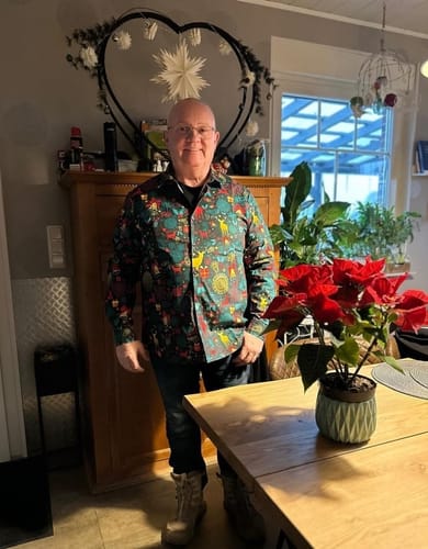 Customer photo review of Men's Christmas Reindeer Holiday Cotton Long Sleeve Shirt