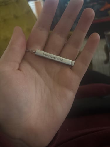 Customer photo review of Custom Text Engraved Secret Message Necklace