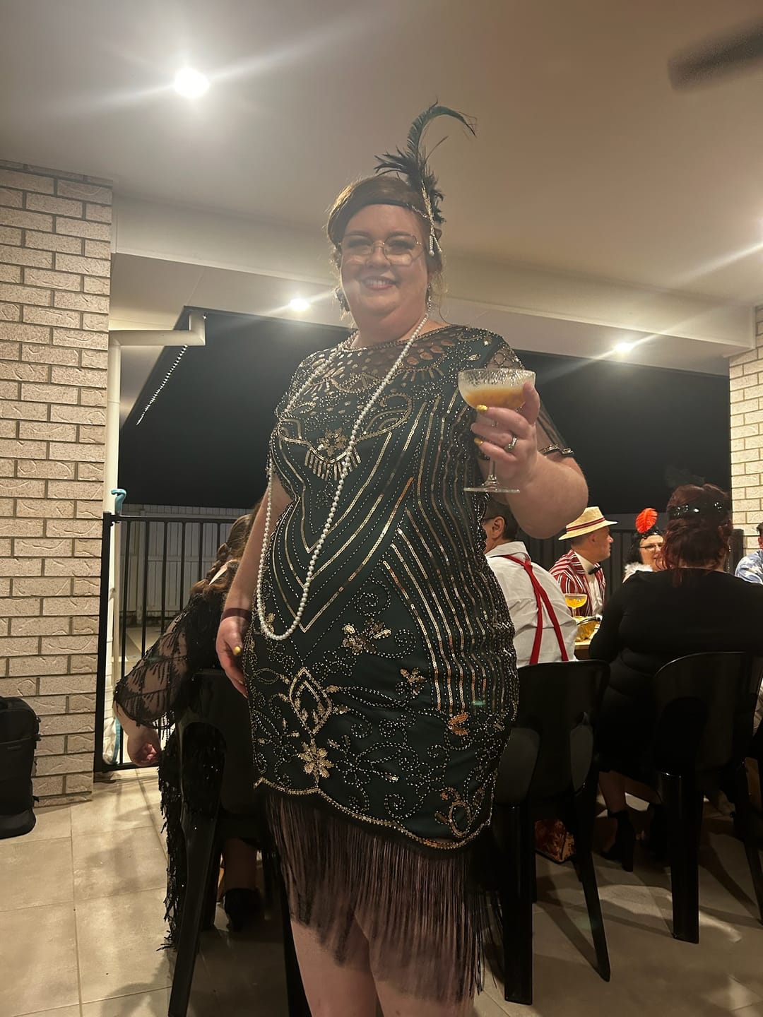 Customer photo review of Plus Size Halle Flapper Dress - Green