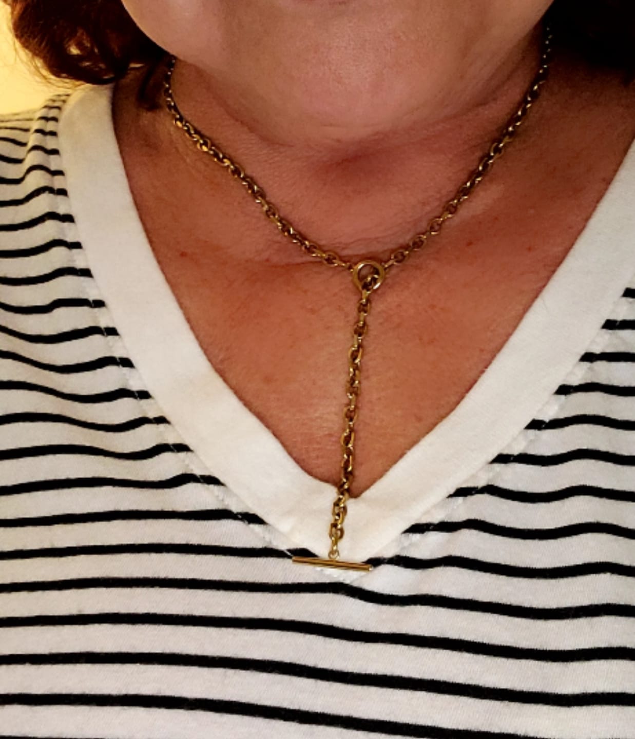 Customer photo review of Cuban T Bar Necklace