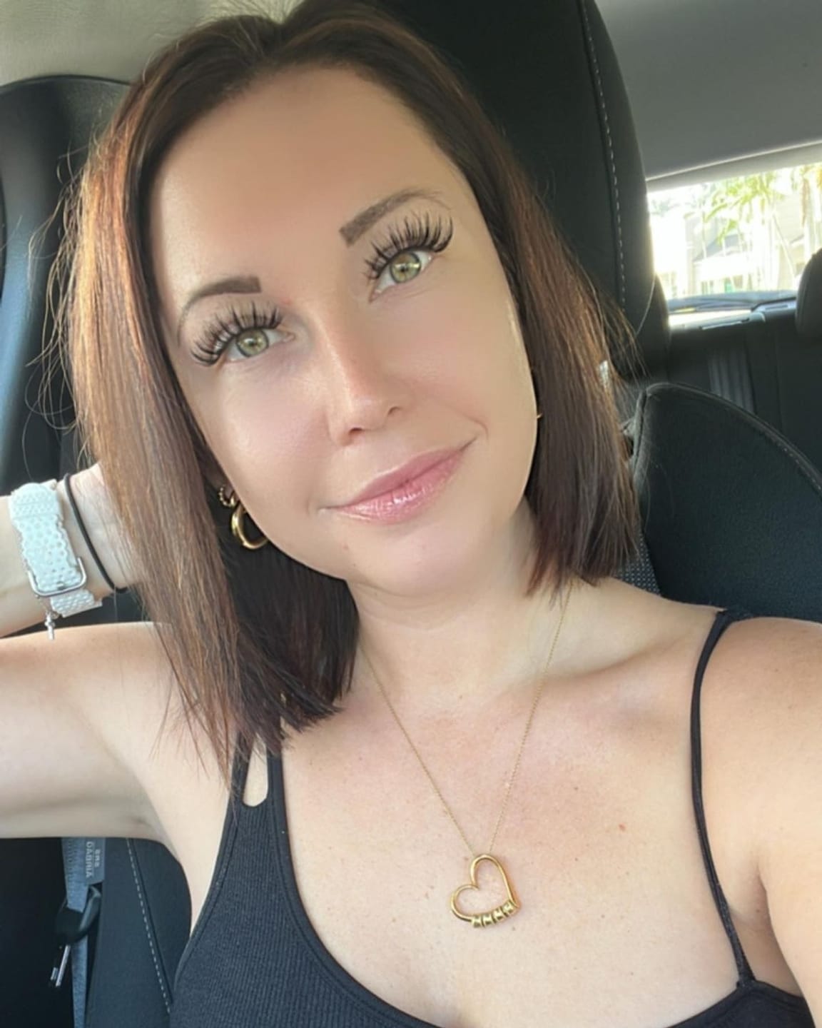 Customer photo review of Personalized Heart Necklace with Engraved Name Beads