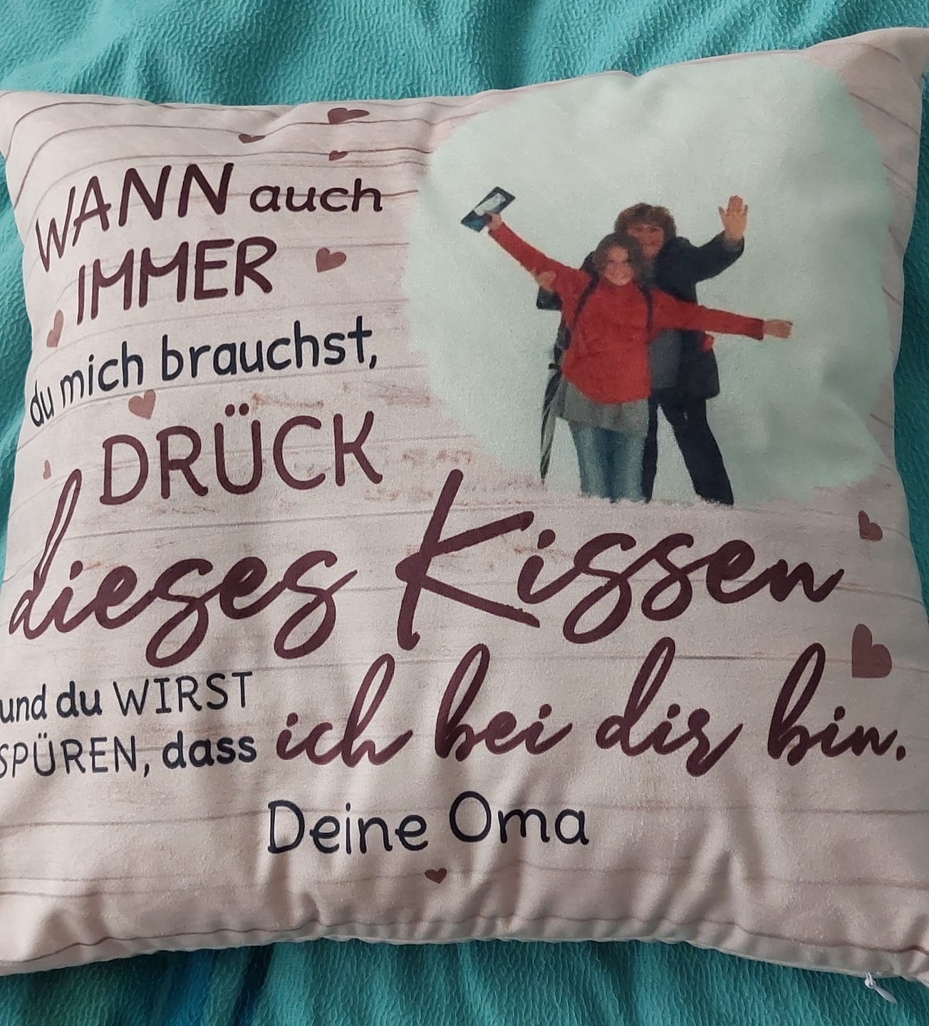 Customer photo review of Wenn du mich vermisst - Personalisiertes Kissen
