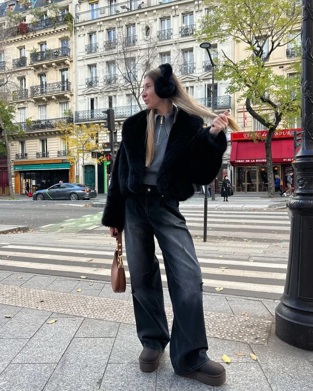 Customer photo review of Maris Cropped Faux Fur Coat
