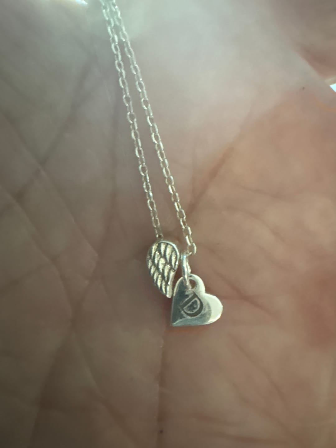 Customer photo review of Always Near Angel Wing Necklace