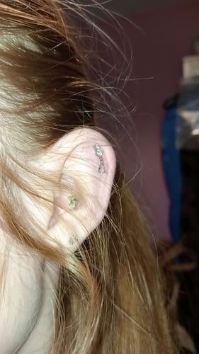 Customer photo review of Dangle flatback stud silver