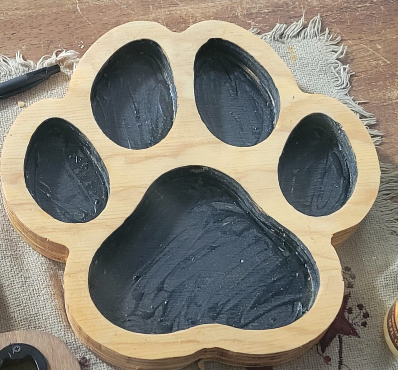 Customer photo review of Dog Paw Print Tray / Inlay Acrylic Router Template