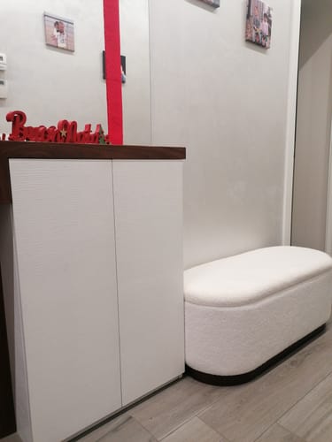 Customer photo review of LIMA - Banc coffre avec rangement en bois et bouclettes blanches