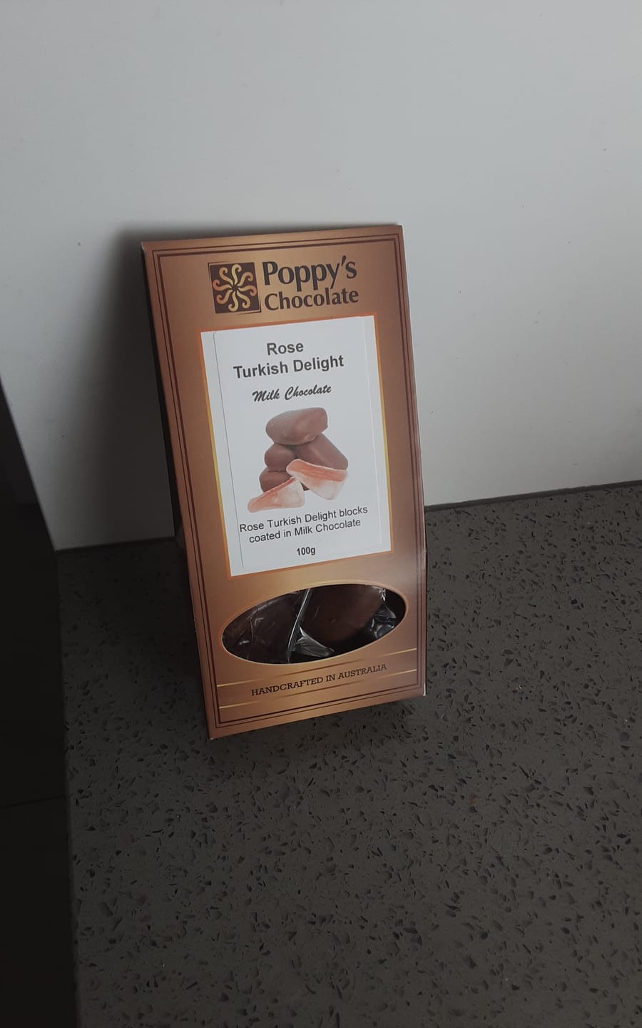 Customer photo review of Chocolate Coated Rose Flavoured Turkish Delight Milk Chocolate 100g