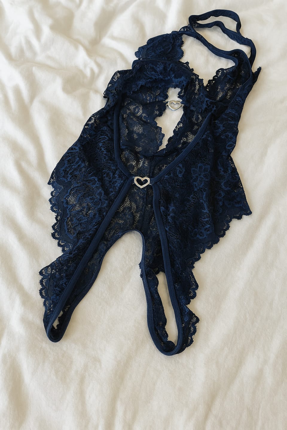 Customer photo review of Midnight Allure Lace Halter Crotchless Bodysuit