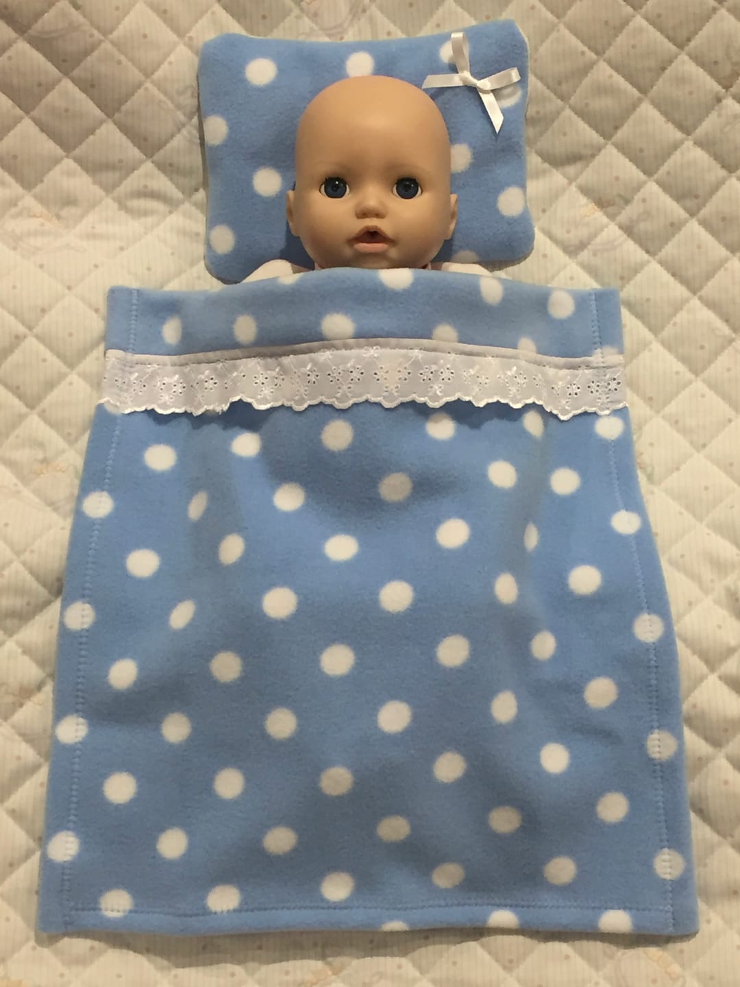Customer photo review of White Polka Dot Anti Pill Polar Fleece Fabric
