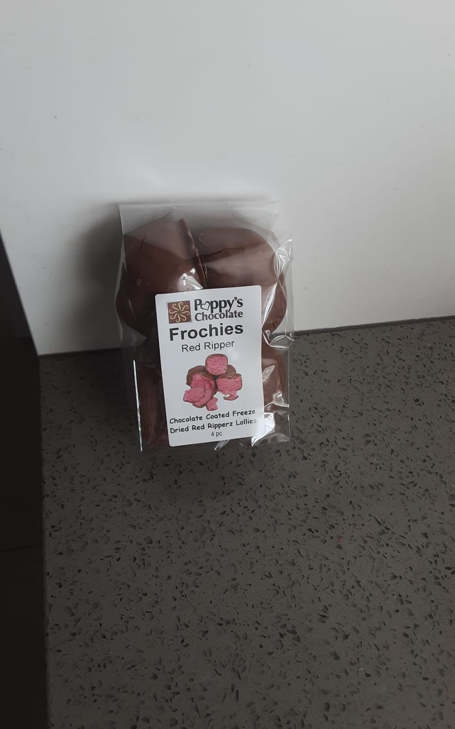 Customer photo review of Frochies Red Ripper chocolate coated freeze dried lollies