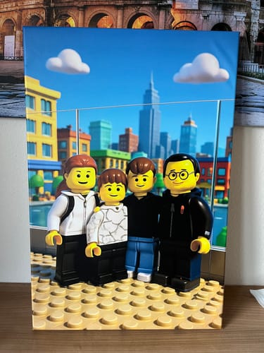 Customer photo review of Personalisierte Leinwand - Portrait im Baustein-Stil