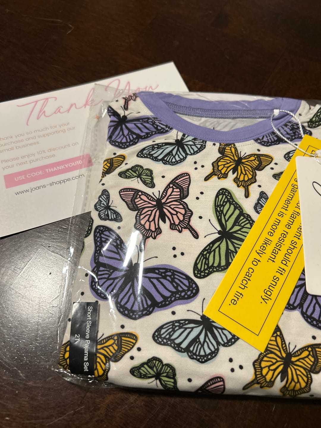 Customer photo review of Butterfly Bamboo Two Piece Pjs