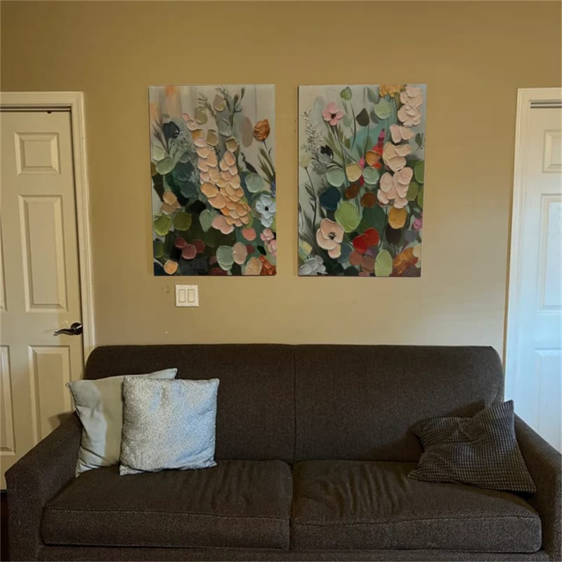 Customer photo review of Flower Abstract Textured Wall Art Set of 2 #FP129