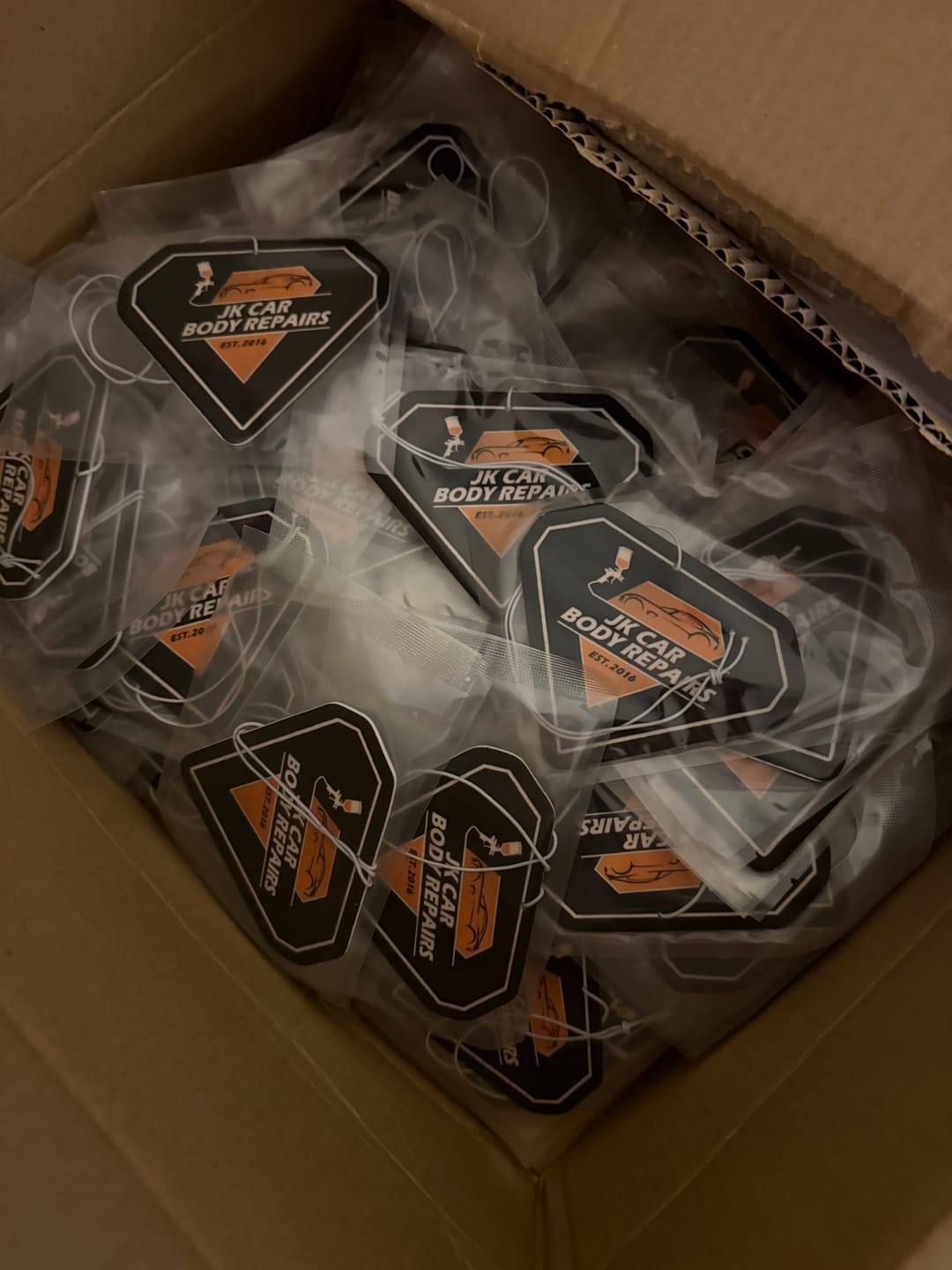 Customer photo review of Promotional Car Air Fresheners - Custom Shape With Your Logo