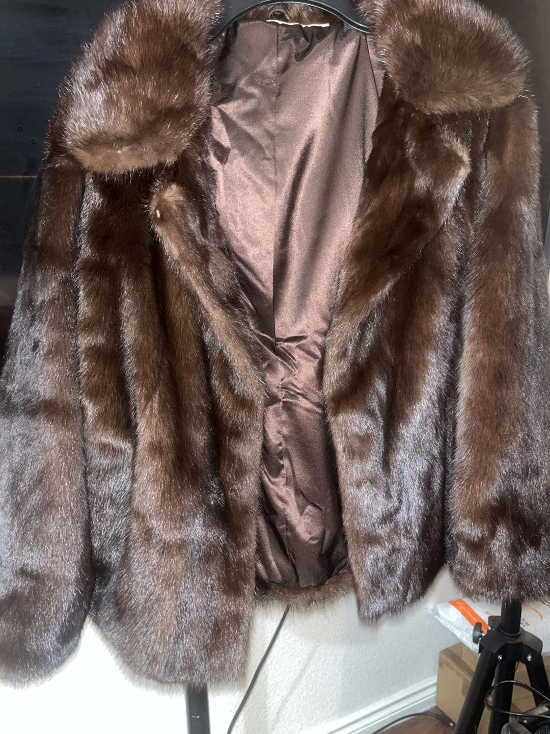 Customer photo review of Maddie Short Faux Fur Collared Coat