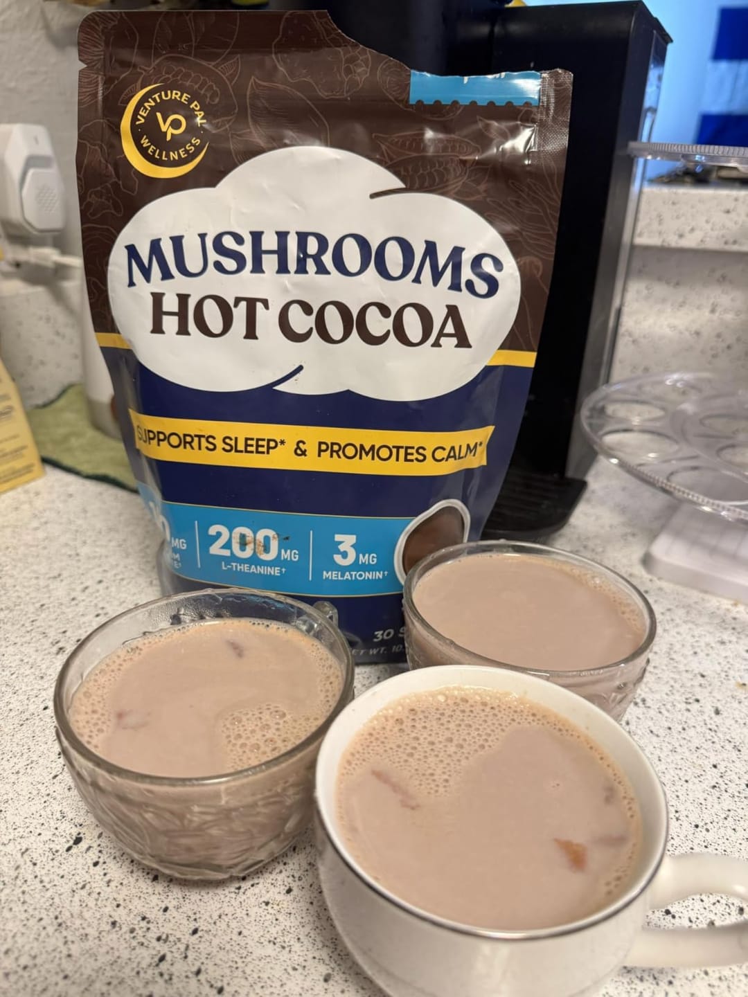 Customer photo review of Mushroom Sleep Hot Cocoa - 30 servings