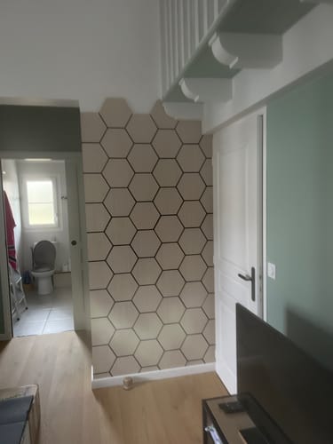 Customer photo review of Hexagone Bois Acoustique Chêne | Murale Phonique 66x81 cm