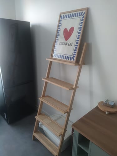 Customer photo review of SMOGEN - Etagère murale échelle 5 niveaux en bois massif et rotin