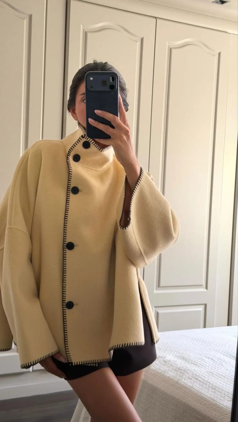Customer photo review of Emma High Neck Button Jacket