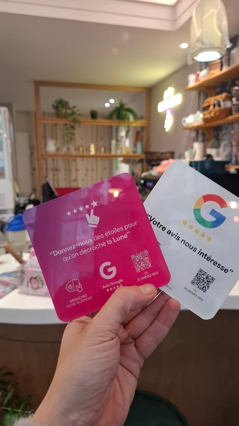 Customer photo review of Plaque avis Google NFC connectée avec QR code