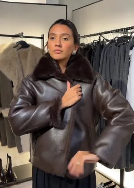 Customer photo review of Laila Reversible Faux fur Leather Jacket
