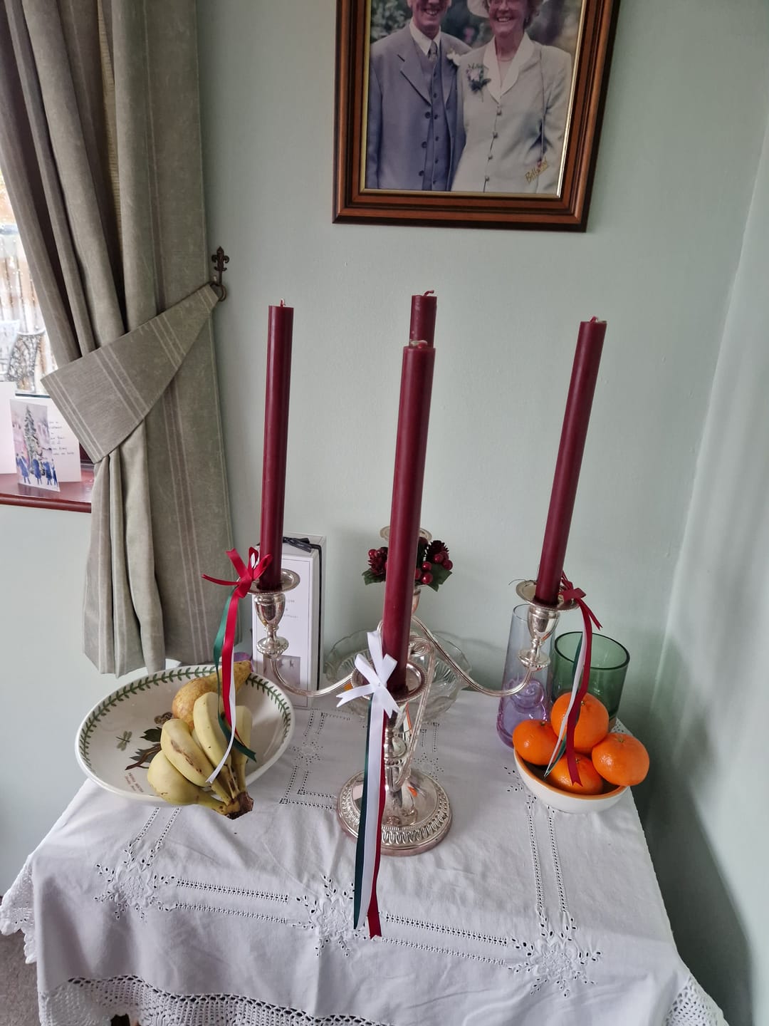 Customer photo review of Berry Red Pair of Dining Candles