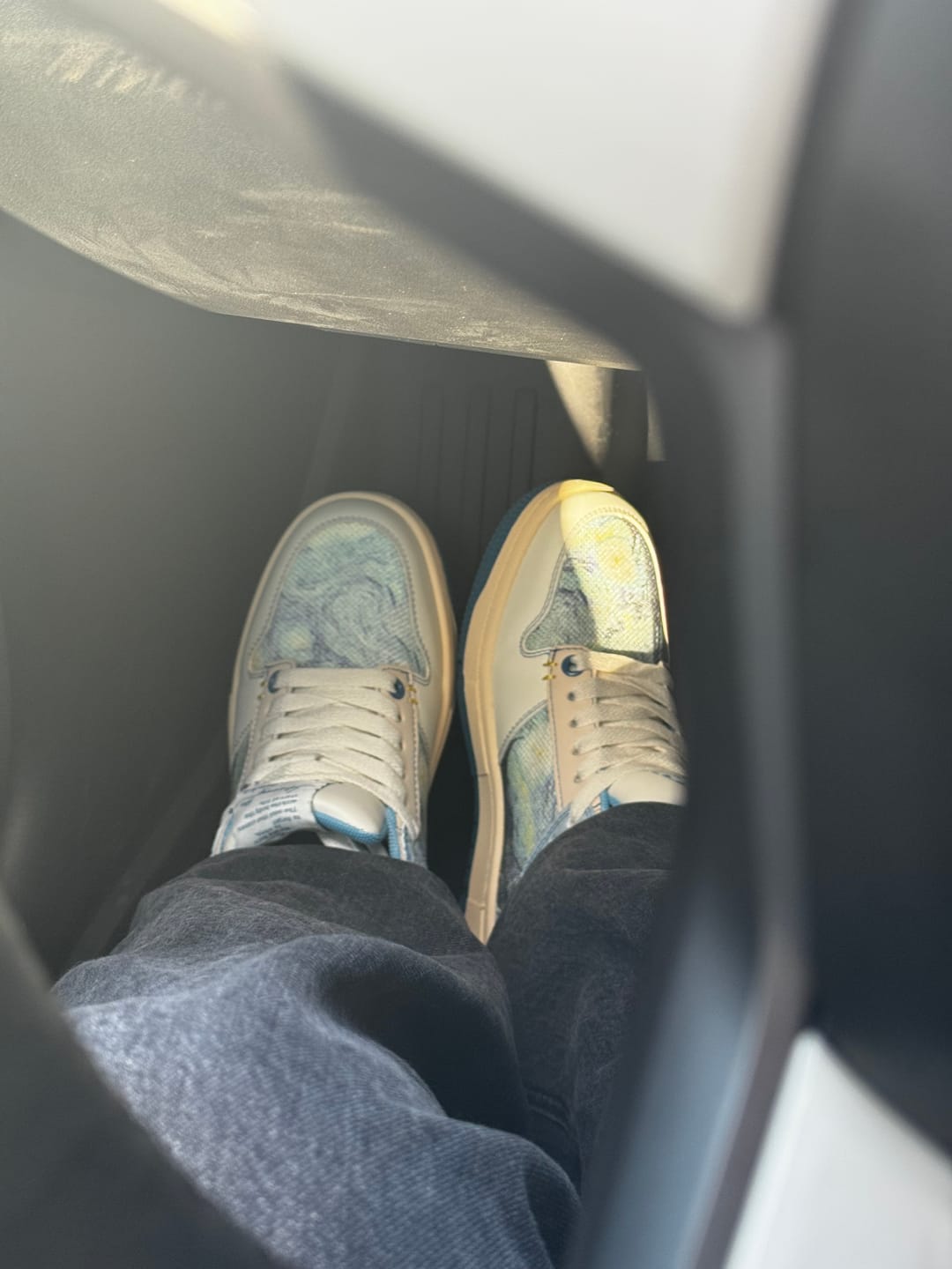 Customer photo review of Van Gogh Starry Night inspired sneakers
