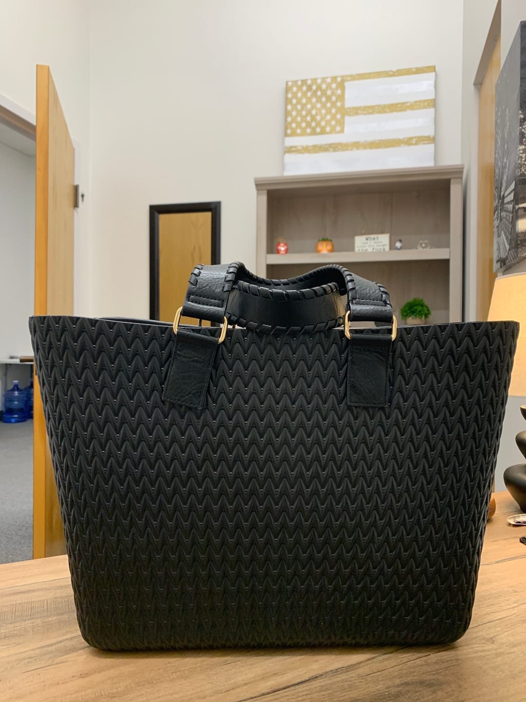 Customer photo review of Carrie All Textured Tote