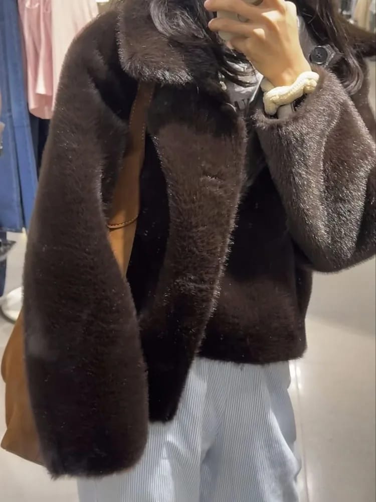 Customer photo review of Laila Reversible Faux fur Leather Jacket