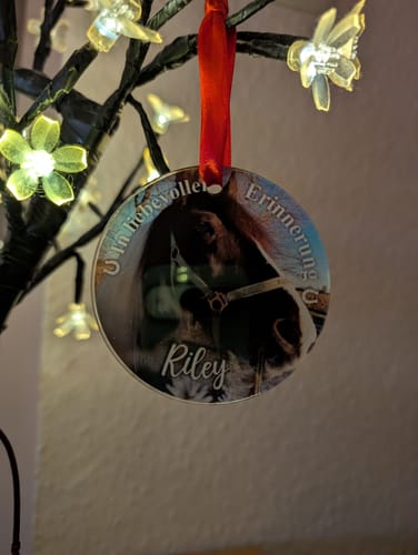 Customer photo review of In liebevoller Erinnerung Foto-Weihnachtskugel Pferd