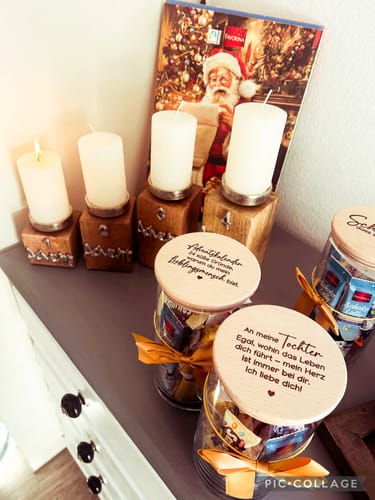 Customer photo review of Geschenk-Glas "Schön, dass es dich gibt!"