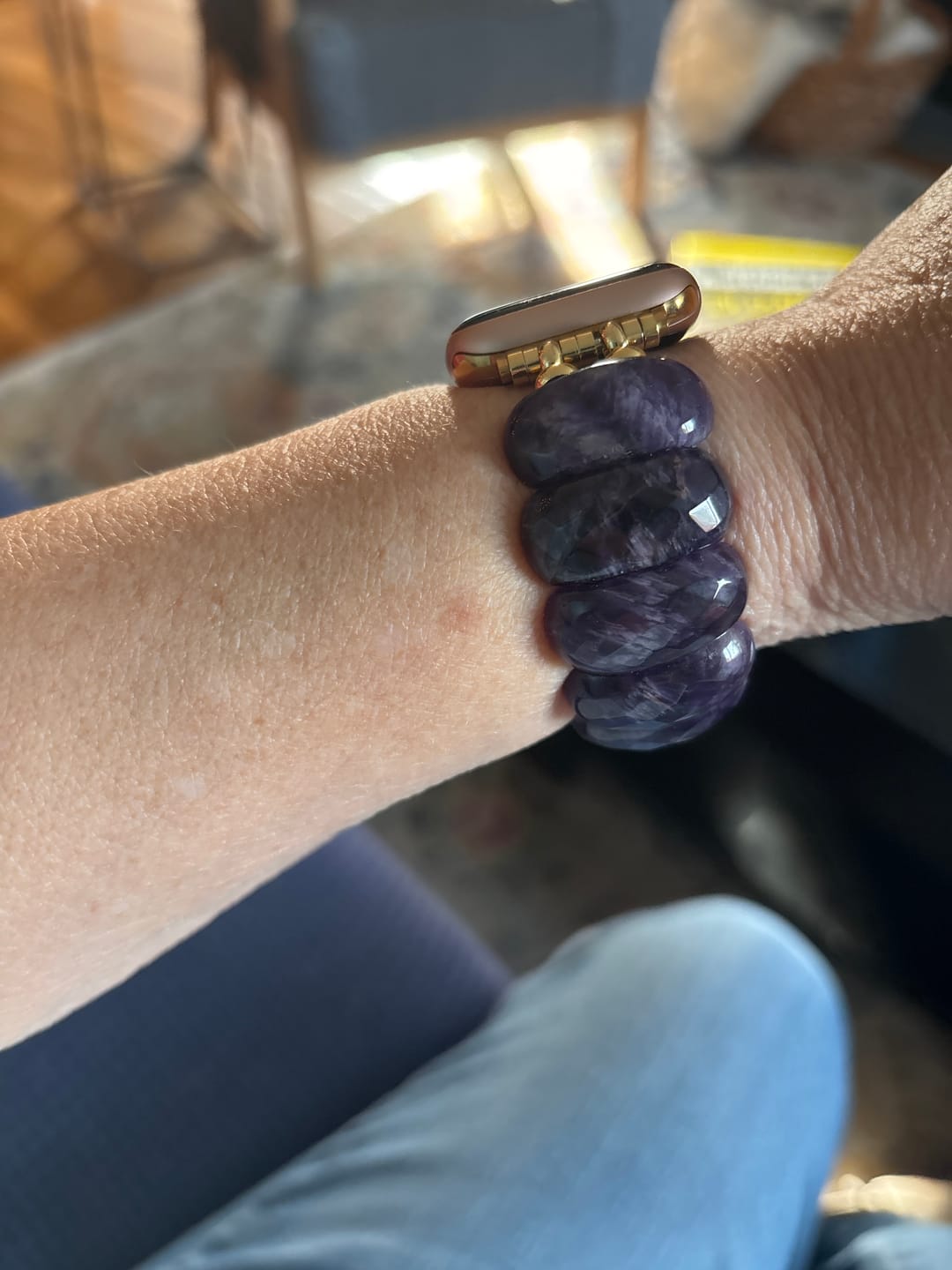 Customer photo review of Healing Amethyst Protection Stretch Apple Watch Strap