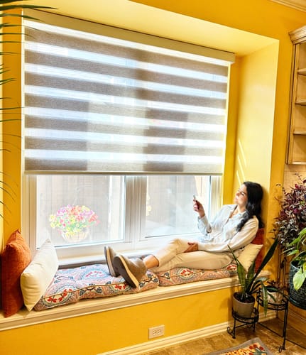 Customer photo review of SmartWings Motorized Zebra Shades Translucent 95mm
