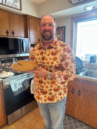 Customer photo review of Men's Thanksgiving Turkey Vintage Cotton Long Sleeve Shirt
