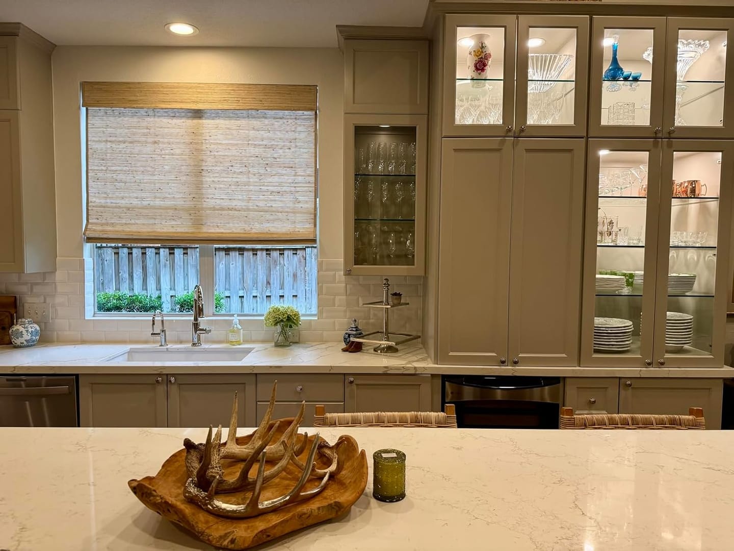Customer photo review of Bringnox Motorized Woven Wood Shades 50%/70%/100% Blackout Bareloom