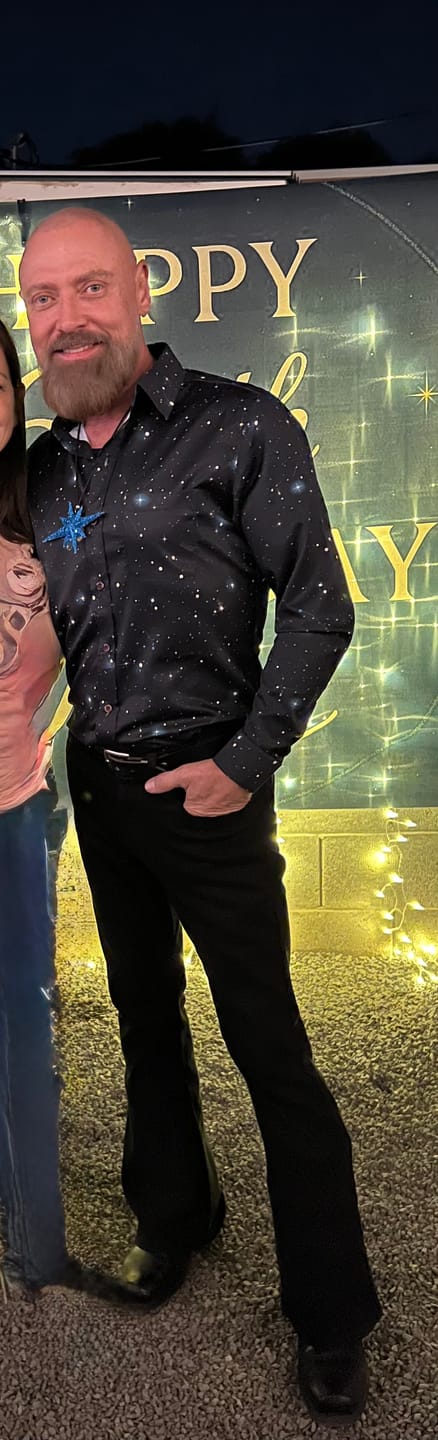 Customer photo review of Constellation Space Long Sleeve Men Button Up Shirt, Universe Stars Galaxy Print Dress Guys Male Buttoned Collared Casual Shirt Chest Pocket