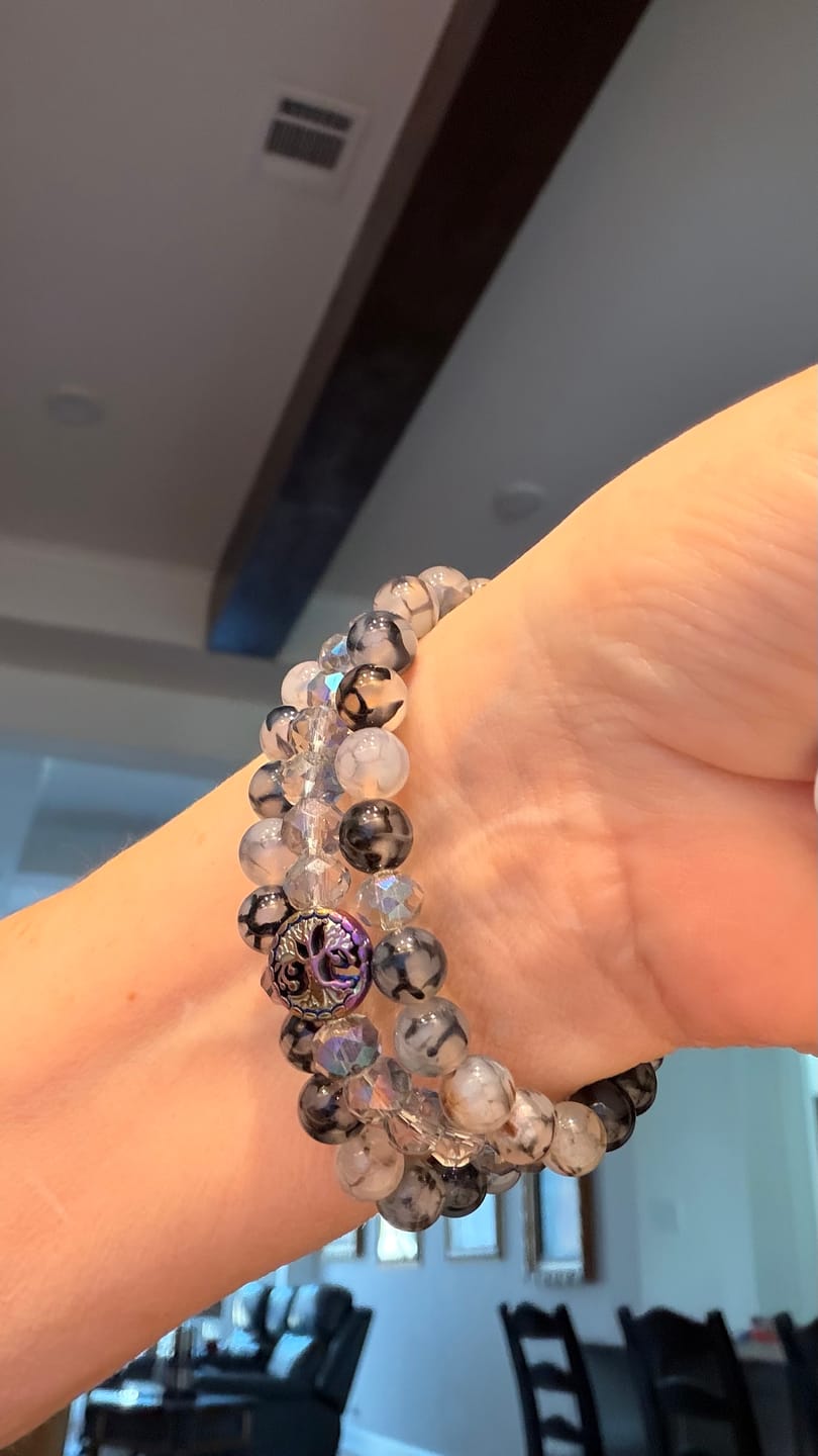Customer photo review of Labradorite Crystal Stretch Apple Watch Strap