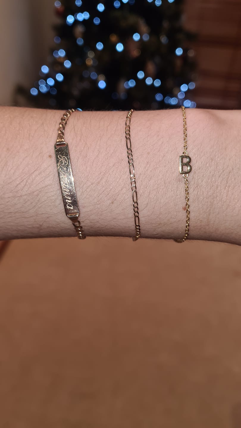 Customer photo review of Sideways Single Initial Letter Bracelet