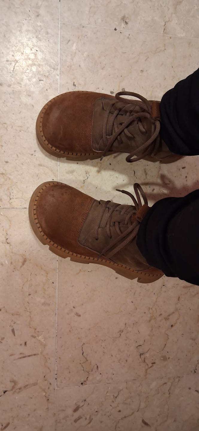 Customer photo review of Women Winter Colorblock Leather Platform Martin Boots