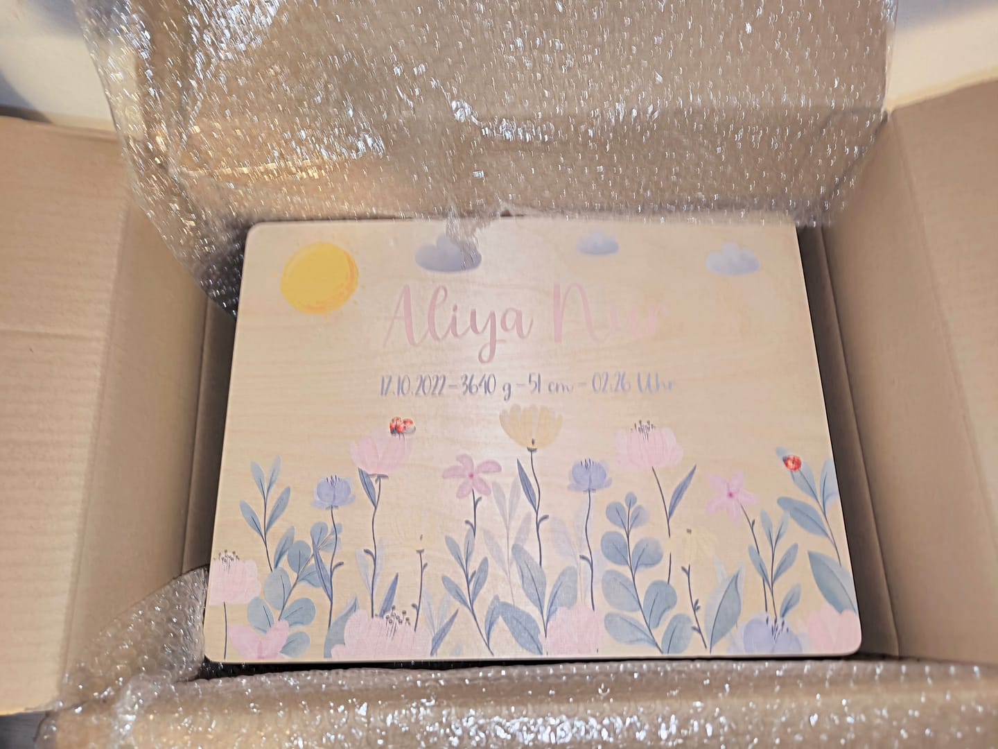 Customer photo review of Erinnerungsbox Baby - Blumengarten