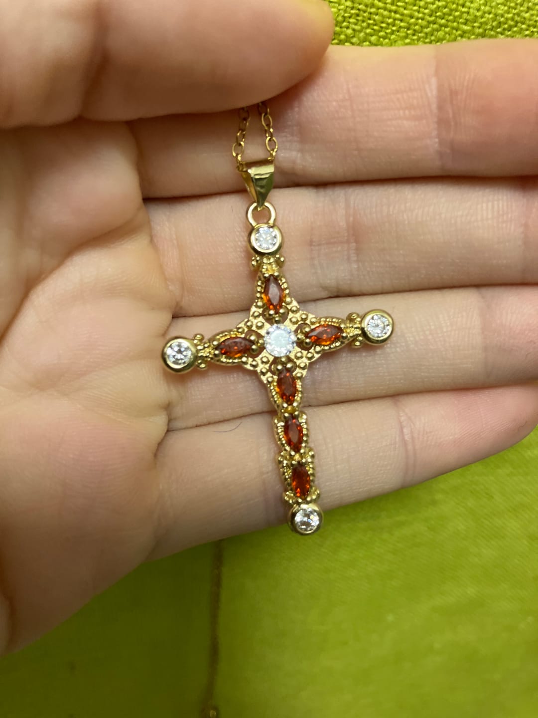 Customer photo review of Azura - Crystal Cross Necklace