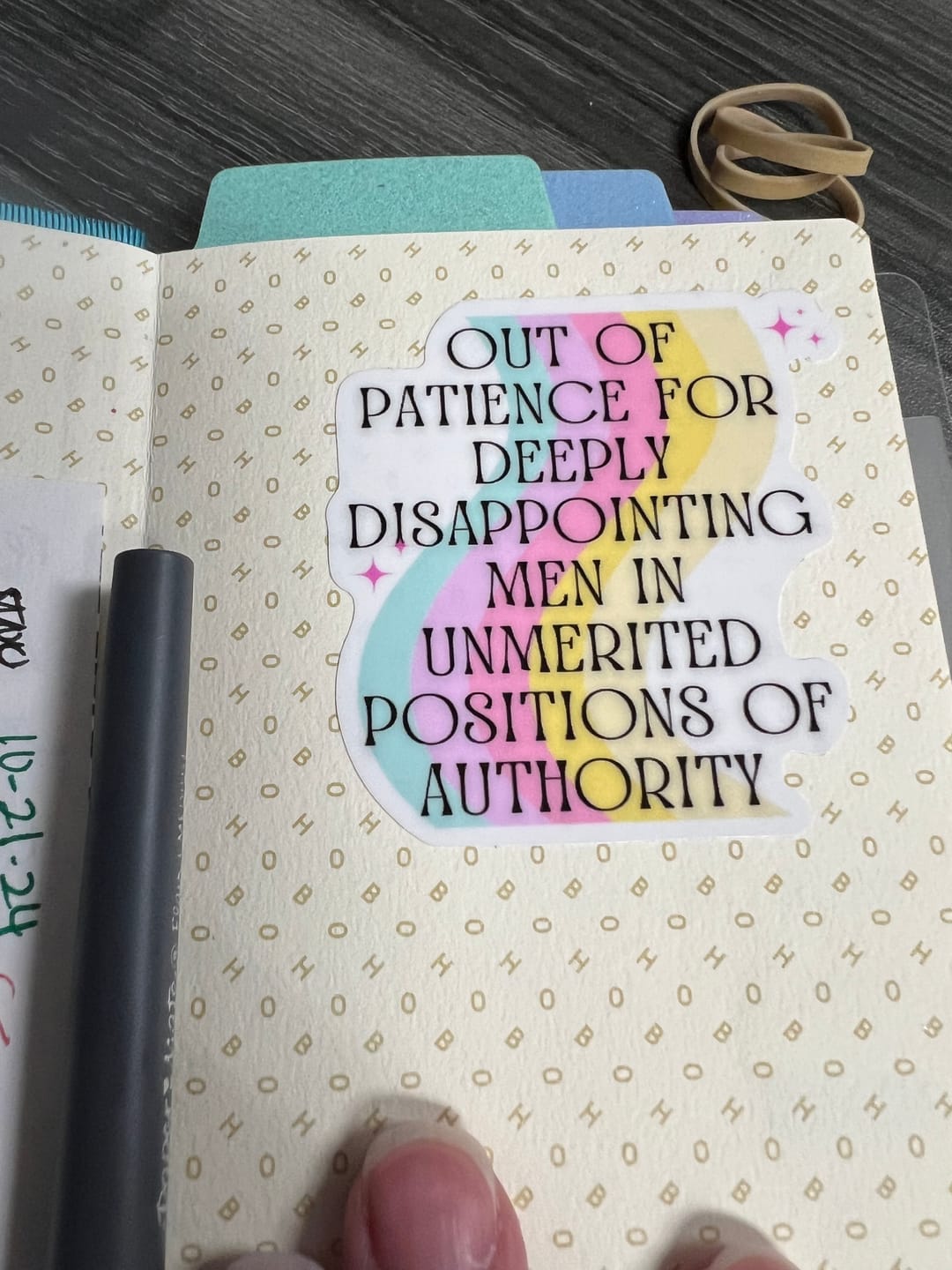 Customer photo review of Out Of Patience For Deeply Disappointing Men Sticker