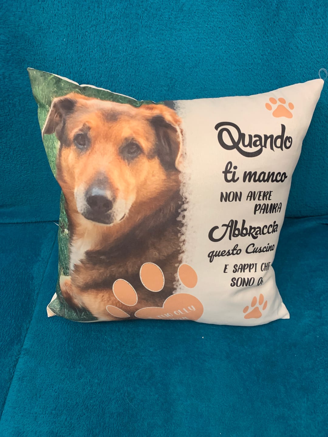 Customer photo review of Quando ti manco - Cuscino personalizzato